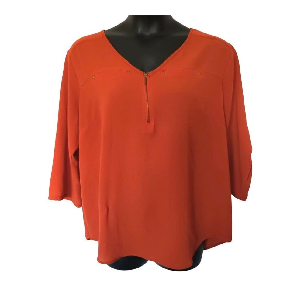 Women's MPH Collection Zip Front Short Sleeve Tunic Top SZ. 2X